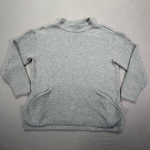 Pure Jill Womens Sweater Relaxed Gray Mock‎ Neck Pouch Pockets 1X